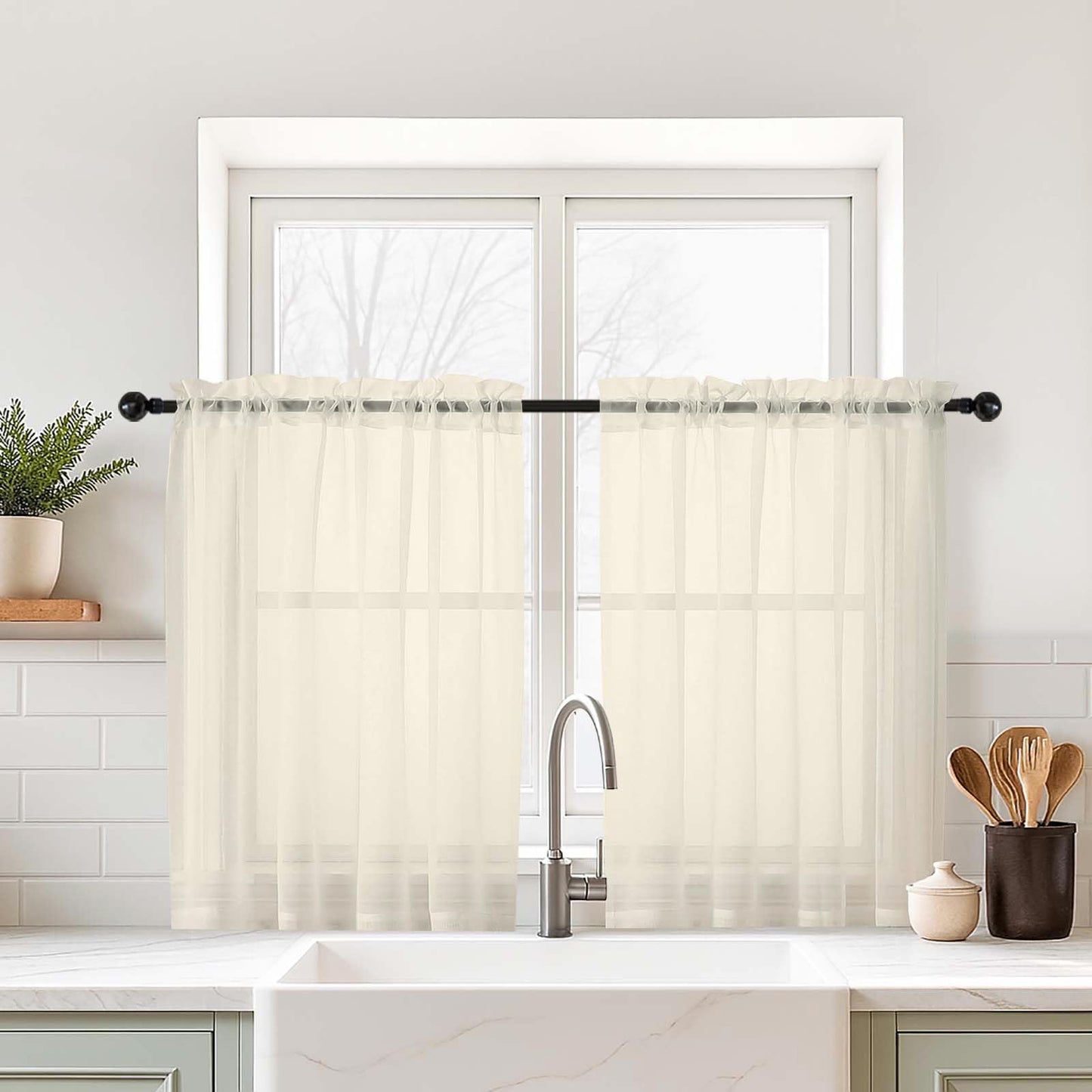 Purple Window Sheer Curtains 54 inch Length, Soft Airy Light Filtering Sheer Curtain 2 Panels Set, Dual Rod Pocket Gauze Purple Drapes for Living Room Bedroom, 2x42Wx54L Inches