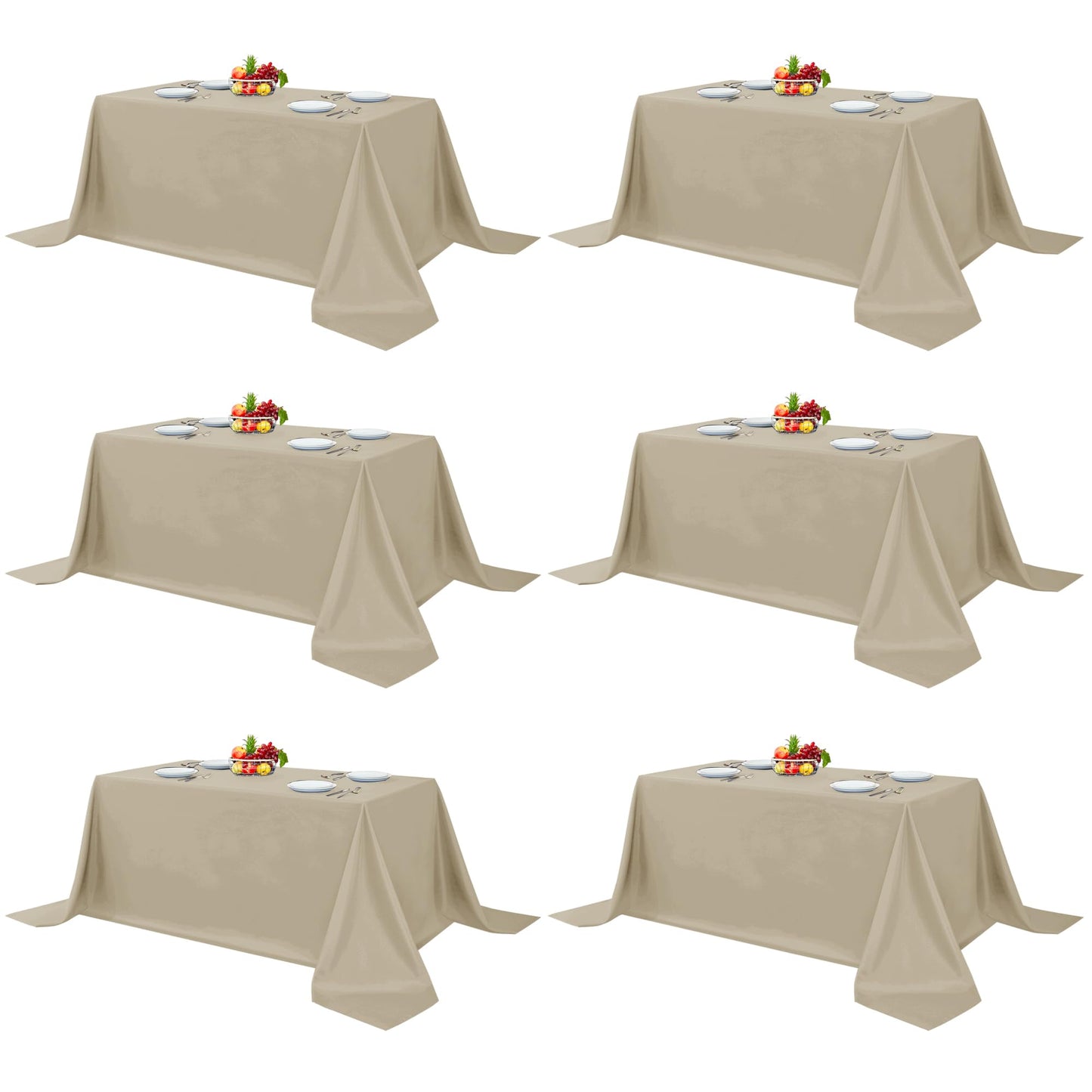 Fitable 6 Pack White Table Cloths 70x120 Inch for 6-8 Ft Rectangle Tables | Stain & Wrinkle Resistant, Washable Polyester Covers for Wedding Party Dining Banquet Event Catering Reception