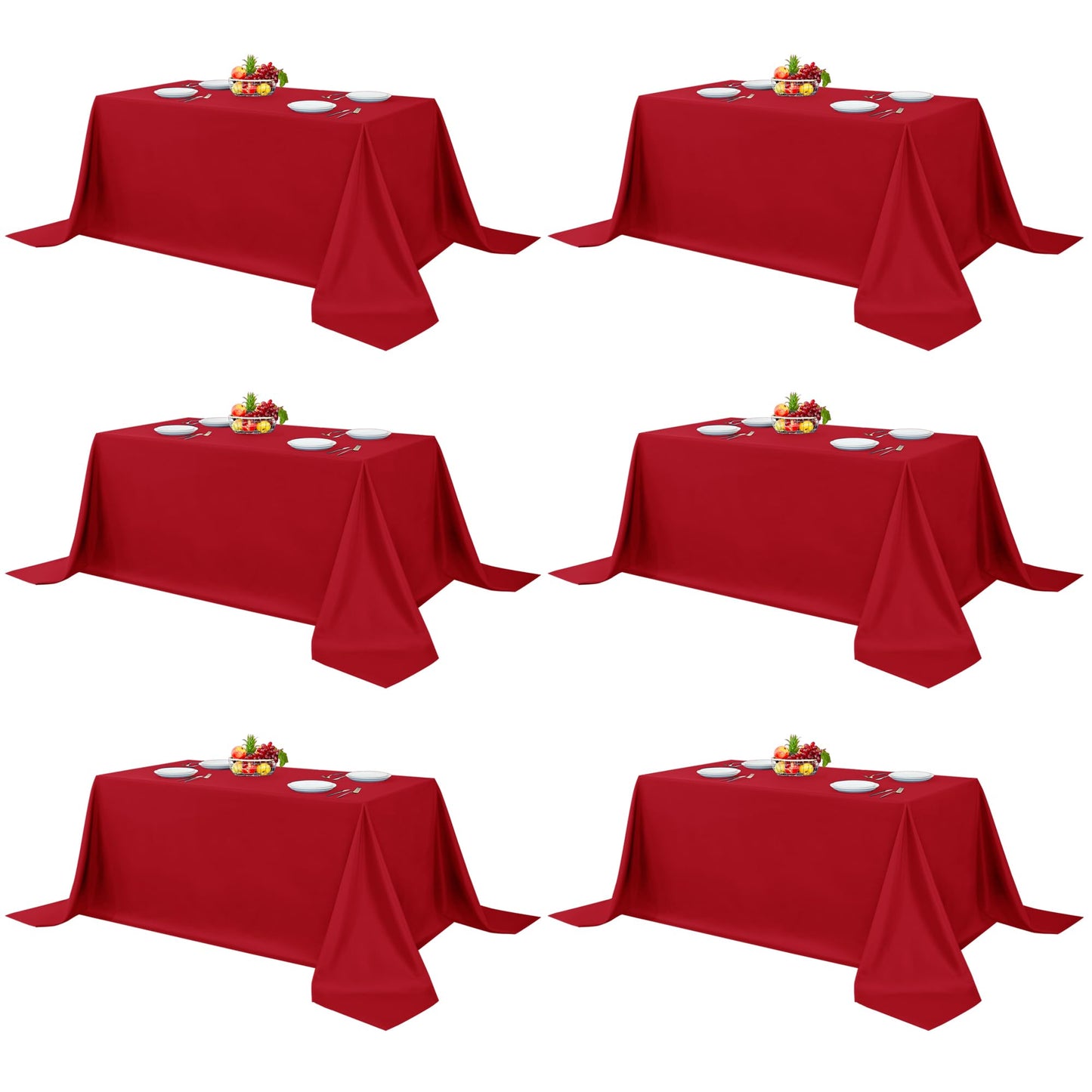 Fitable 6 Pack White Table Cloths 70x120 Inch for 6-8 Ft Rectangle Tables | Stain & Wrinkle Resistant, Washable Polyester Covers for Wedding Party Dining Banquet Event Catering Reception