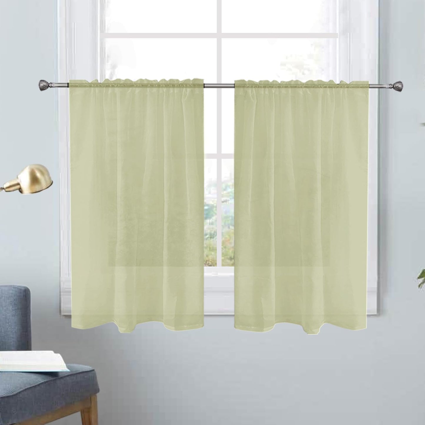 SpaceDresser Basic Rod Pocket Sheer Voile Window Curtain Panels White 1 Pair 2 Panels 52 Width 84 Inch Long for Kitchen Bedroom Children Living Room Yard(White,52 W x 84 L)