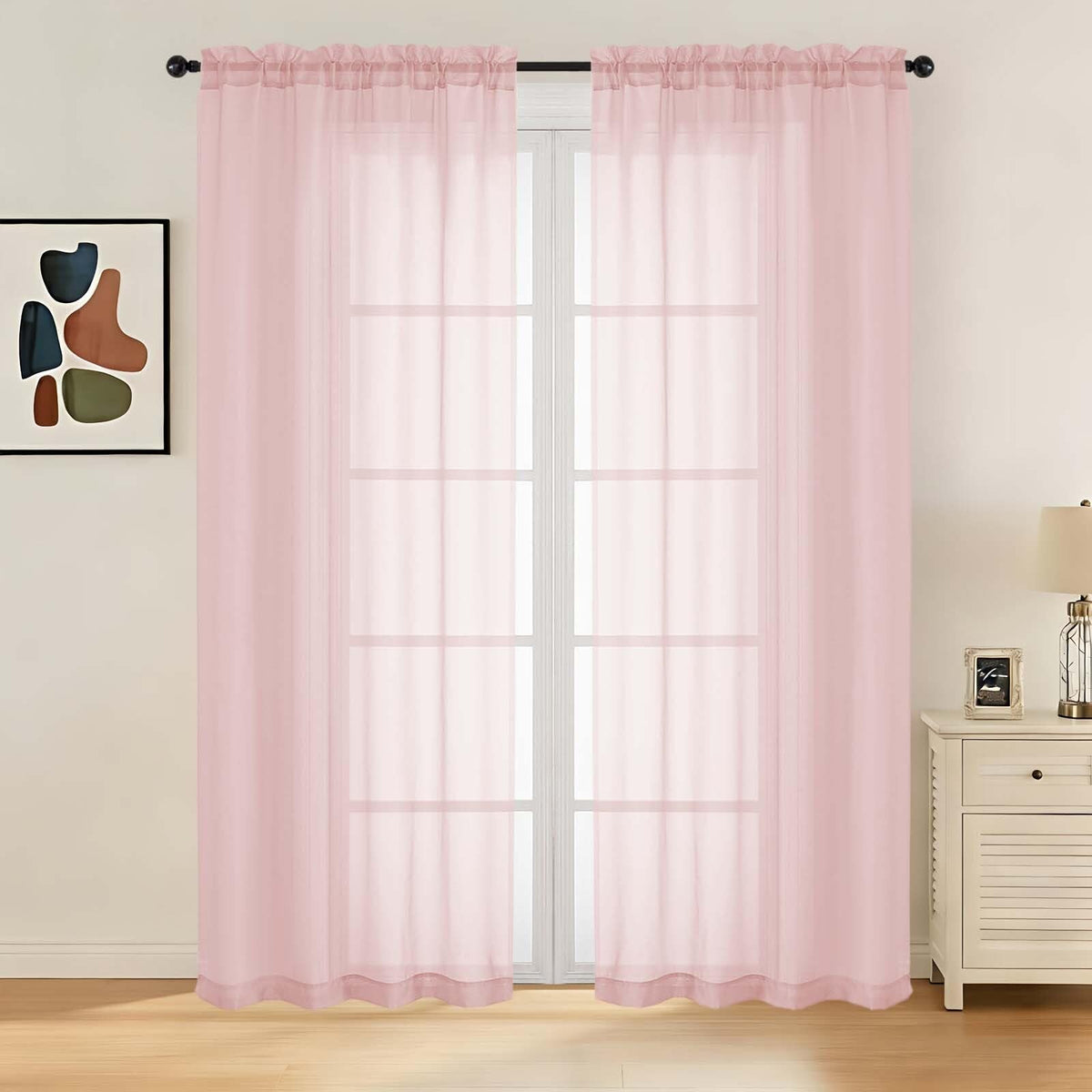 LIVEKID White Sheer Curtains 84 Inches Long 2 Panels - Light Filtering Breathable Voile Textured Sheer Curtains for Bedroom/Living Room, Rod Pocket Soft Elagant & Airy Solid Drapes, W42 x L84