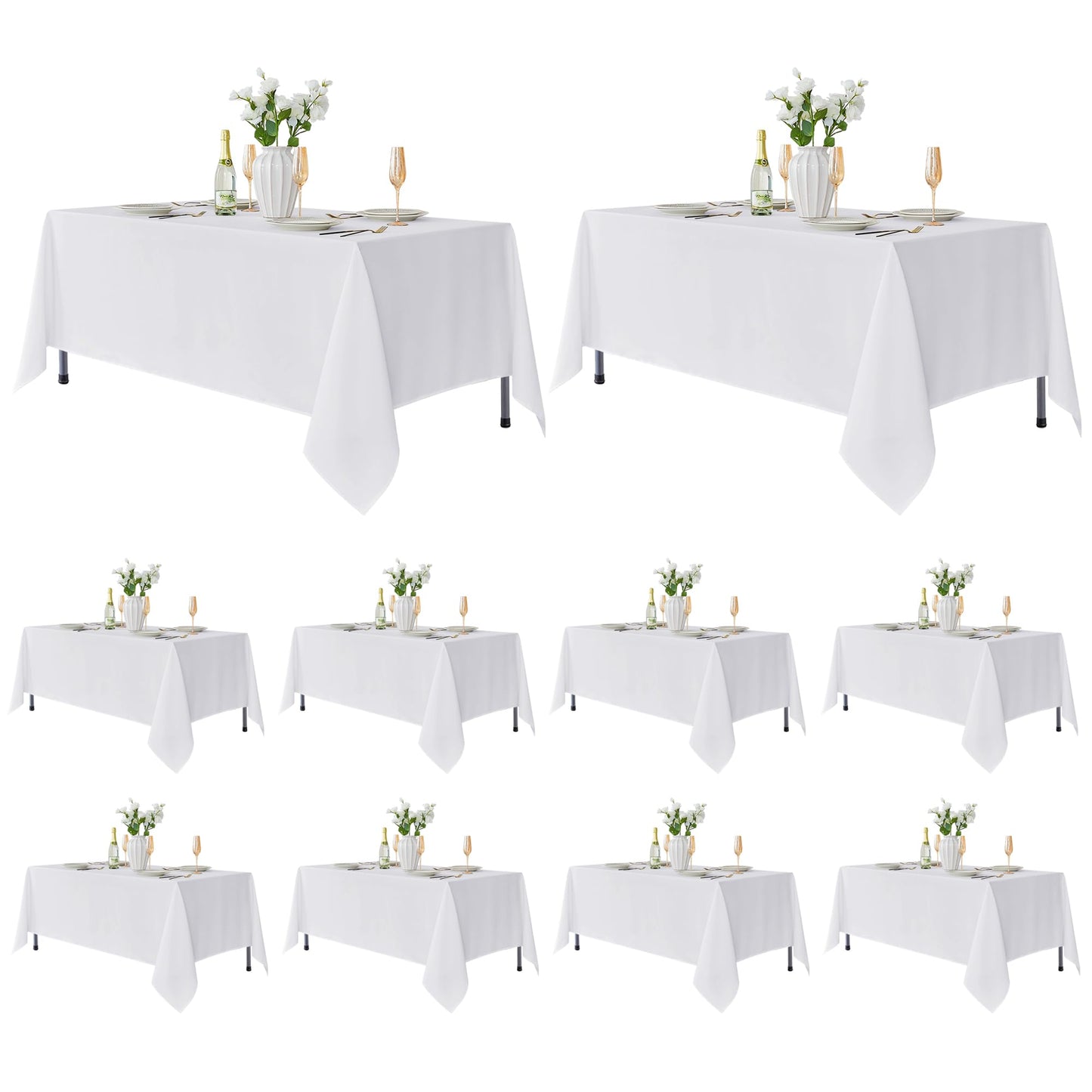Fitable 6 Pack White Table Cloths 70x120 Inch for 6-8 Ft Rectangle Tables | Stain & Wrinkle Resistant, Washable Polyester Covers for Wedding Party Dining Banquet Event Catering Reception