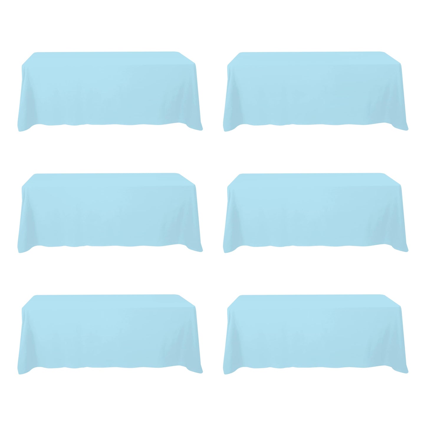 BRILLMAX 6 Pack Ivory Tablecloths 90x132 Inch for 6ft Rectangle Tables | 150 GSM Polyester Fabric, Floor Length Drop, Water, Stain & Wrinkle Resistant Cloth Cover for Wedding Reception Banquet Party