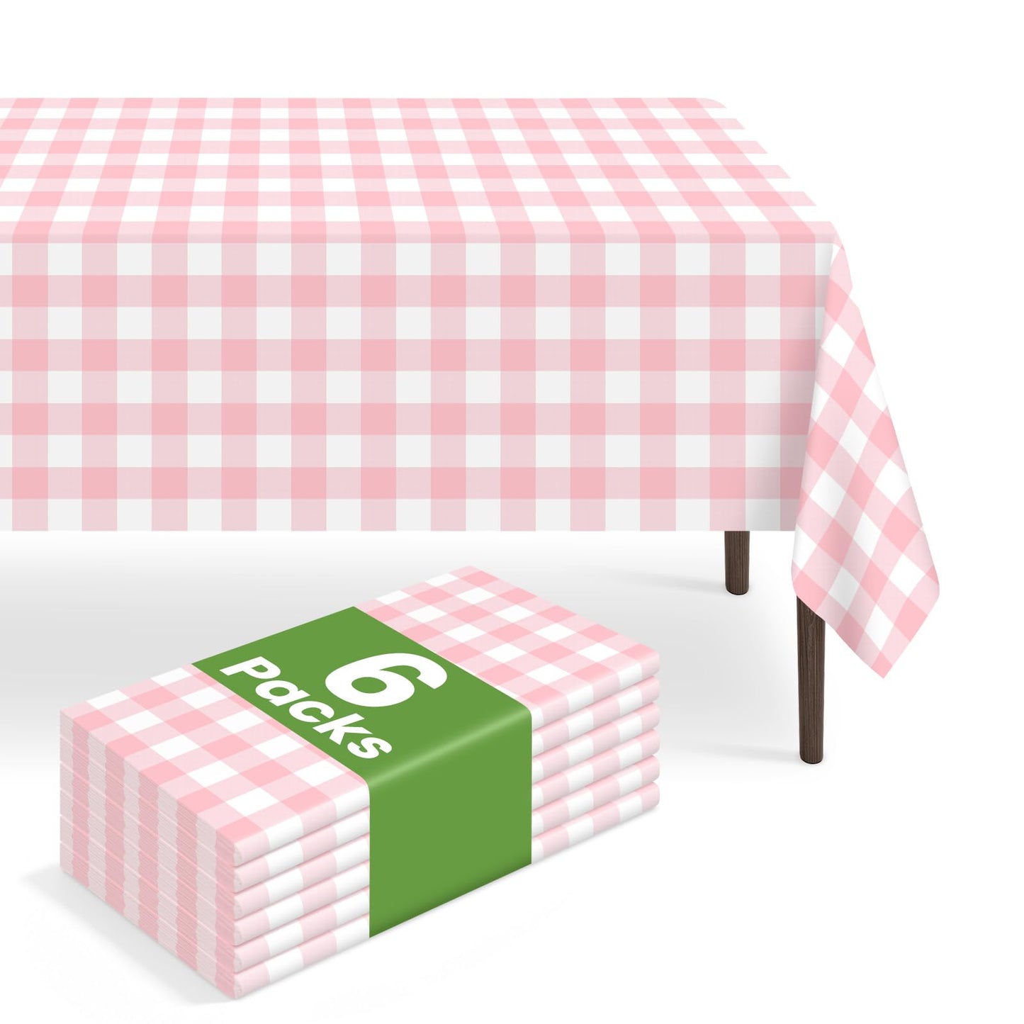 6 Pack Blue and White Checkered Tablecloth, Blue Plastic Table Cloths for Parties Disposable, 54 x 108 inch Waterproof Blue Gingham Camping Tablecloth for Birthday, Party, Picnic