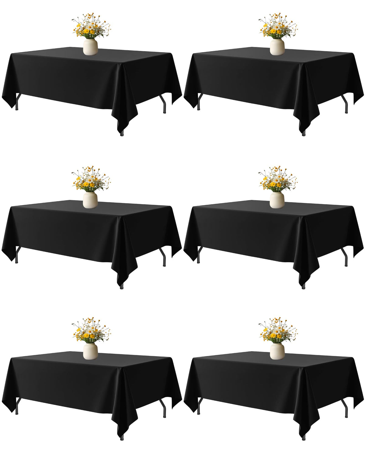 White Polyester Table Cloth, 6 Pack, 60 x 102 in | Rectangle, 5 ft Tables, Washable, Wrinkle Resistant, Weddings Parties