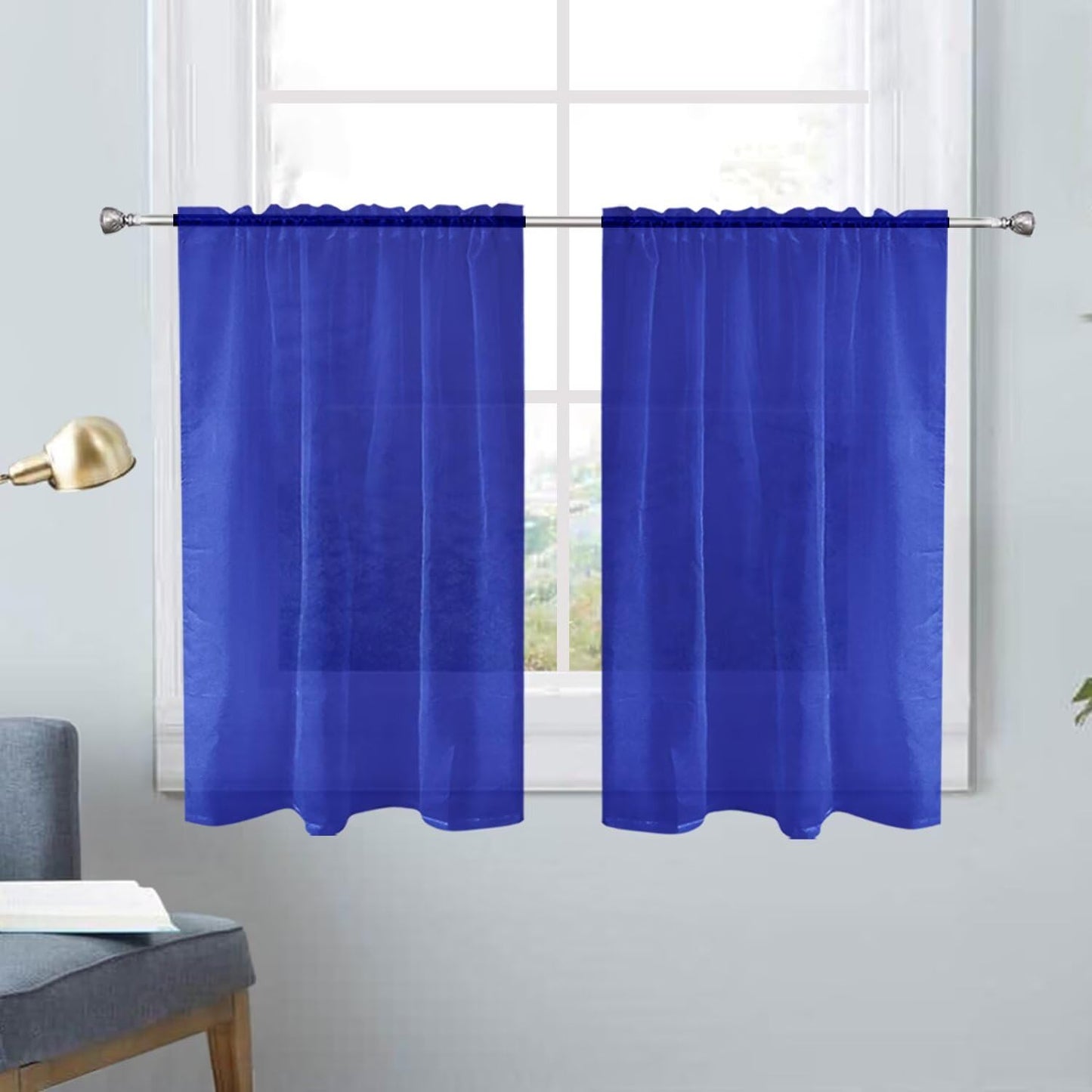 SpaceDresser Basic Rod Pocket Sheer Voile Window Curtain Panels White 1 Pair 2 Panels 52 Width 84 Inch Long for Kitchen Bedroom Children Living Room Yard(White,52 W x 84 L)