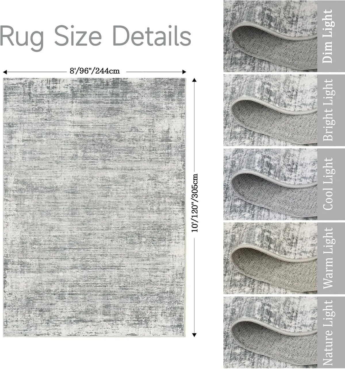 Art&Tuft Washable Abstract Artwork Indoor Area Rug - Non-Slip Backing, Stain Resistant, Soft Monochrome Non-White Rug for Living Room, Bedroom, Artwork Area Rugs, Abstract Area Rugs,back to school,dorm essentials,home decor,home essentials