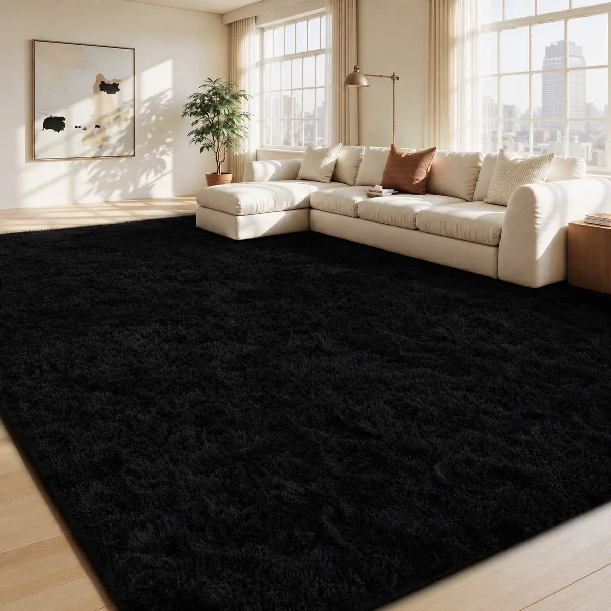 FAMVAL Large Fluffy Rug for Bedroom and Living Room, Long Plush Soft Area Rug with Non-Slip Backing, Modern Cozy Rug for Dorm Apartment Kids Room summerwins,back to school,dorm essentials,home decor,home essentials