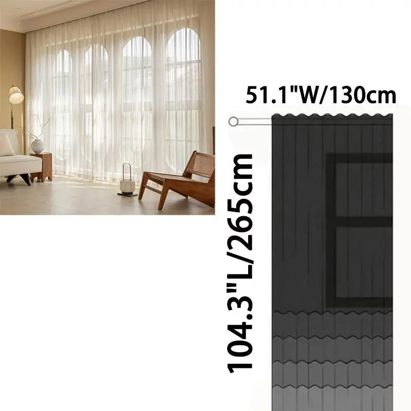 French Dream Gauze Curtain, 1 Count Transparent & Non-transparent Curtain, High-end Light Luxury Curtain & Screen Decoration Items for Home Living Room Bedroom Interior Decorations