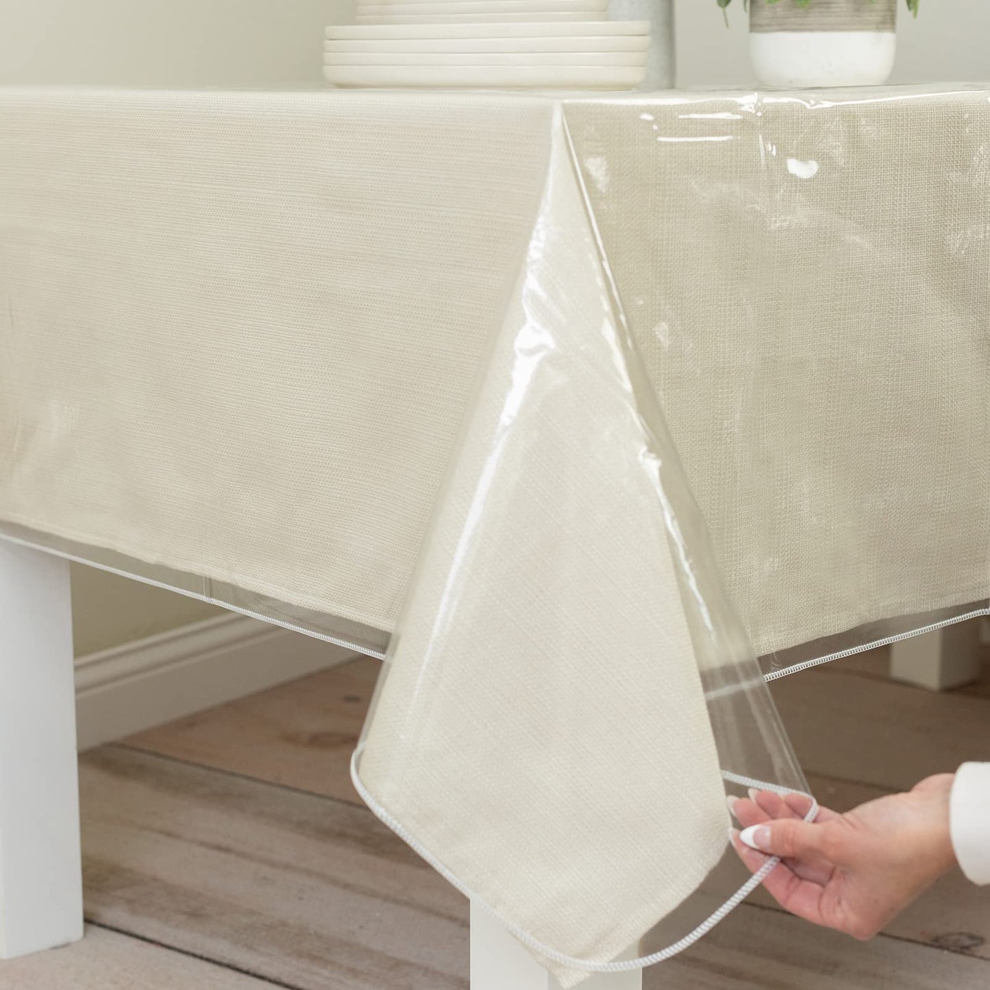 Benson Mills Heavy Duty Crystal Clear Plastic 100% Waterproof Tablecloth Protector, Vinyl PVC Table Cloth, Oil Spill Proof Wipe Clean Table Cover Tables (70" x 90" Extra Wide Rectangular/Oblong)