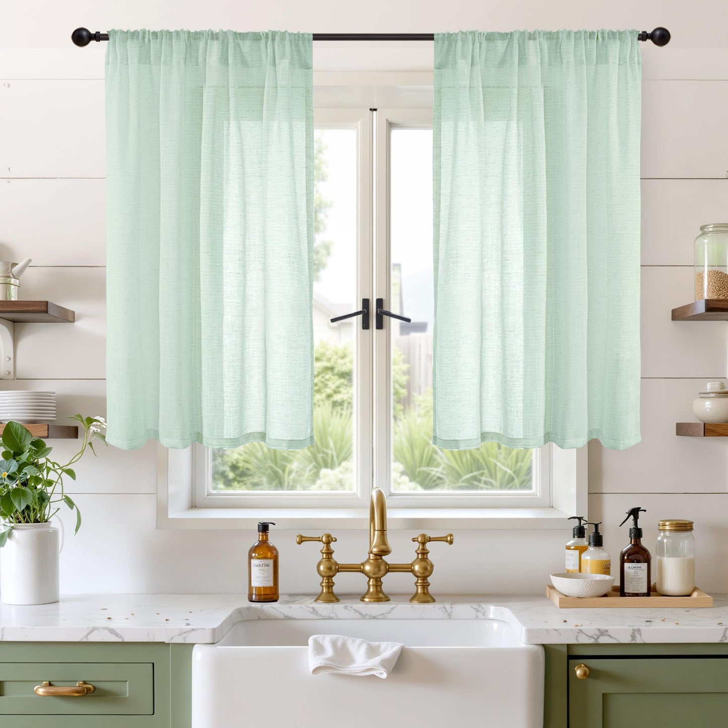 BGment Linen Sheer Curtains 84 Inches Long 2 Panels Set for Living Room | Light Filtering Drapes with Rod Pocket Lightweight Window Treatments for Bedroom, 52 X 84 Inch Length