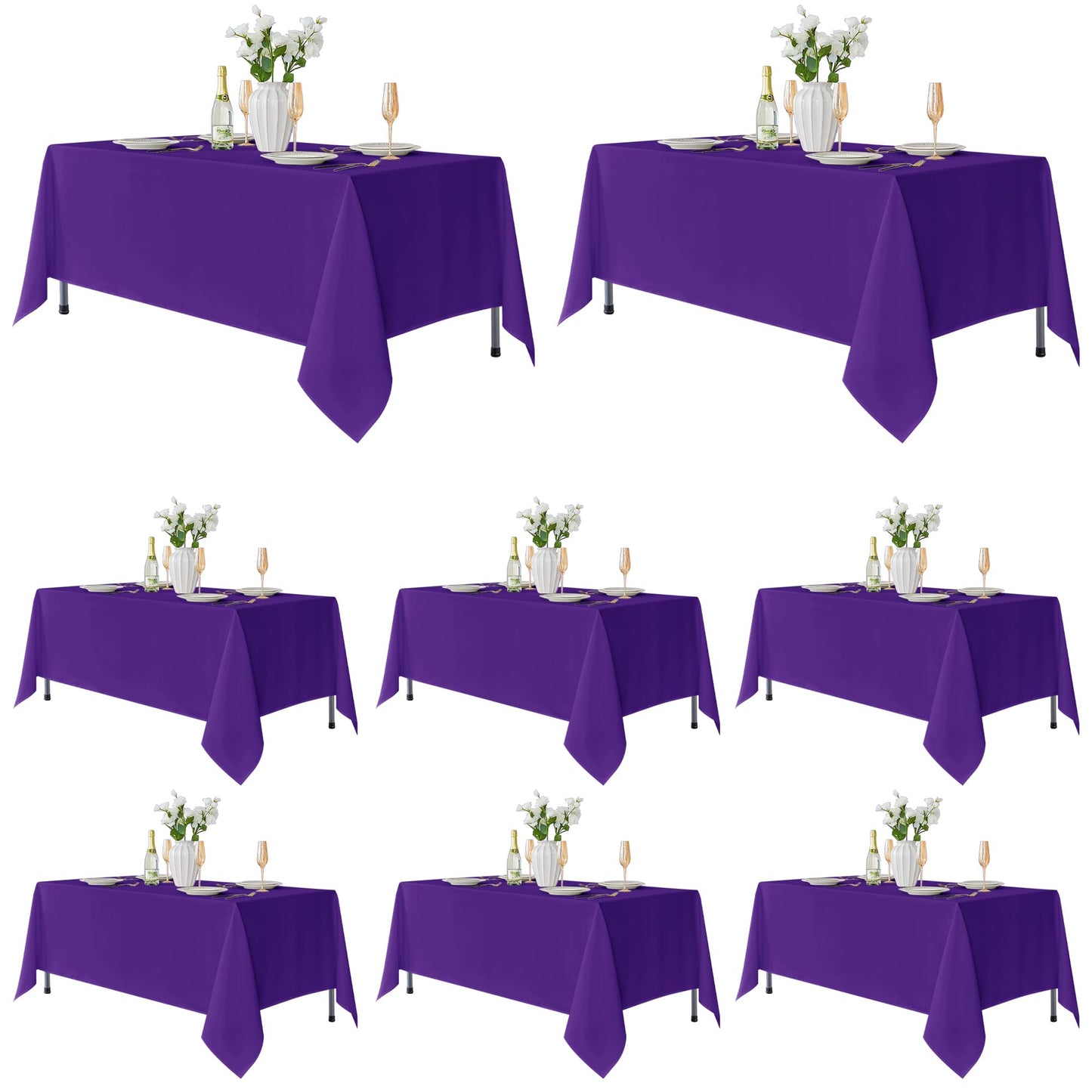 Fitable 6 Pack White Table Cloths 70x120 Inch for 6-8 Ft Rectangle Tables | Stain & Wrinkle Resistant, Washable Polyester Covers for Wedding Party Dining Banquet Event Catering Reception