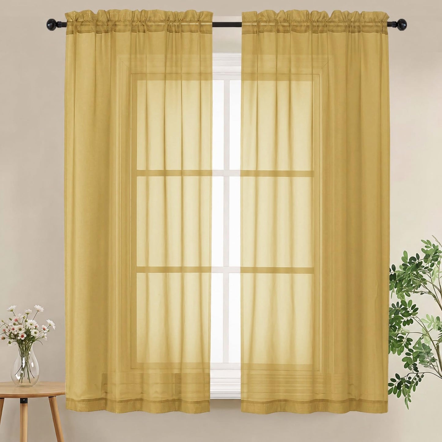 LIVEKID White Sheer Curtains 84 Inches Long 2 Panels - Light Filtering Breathable Voile Textured Sheer Curtains for Bedroom/Living Room, Rod Pocket Soft Elagant & Airy Solid Drapes, W42 x L84