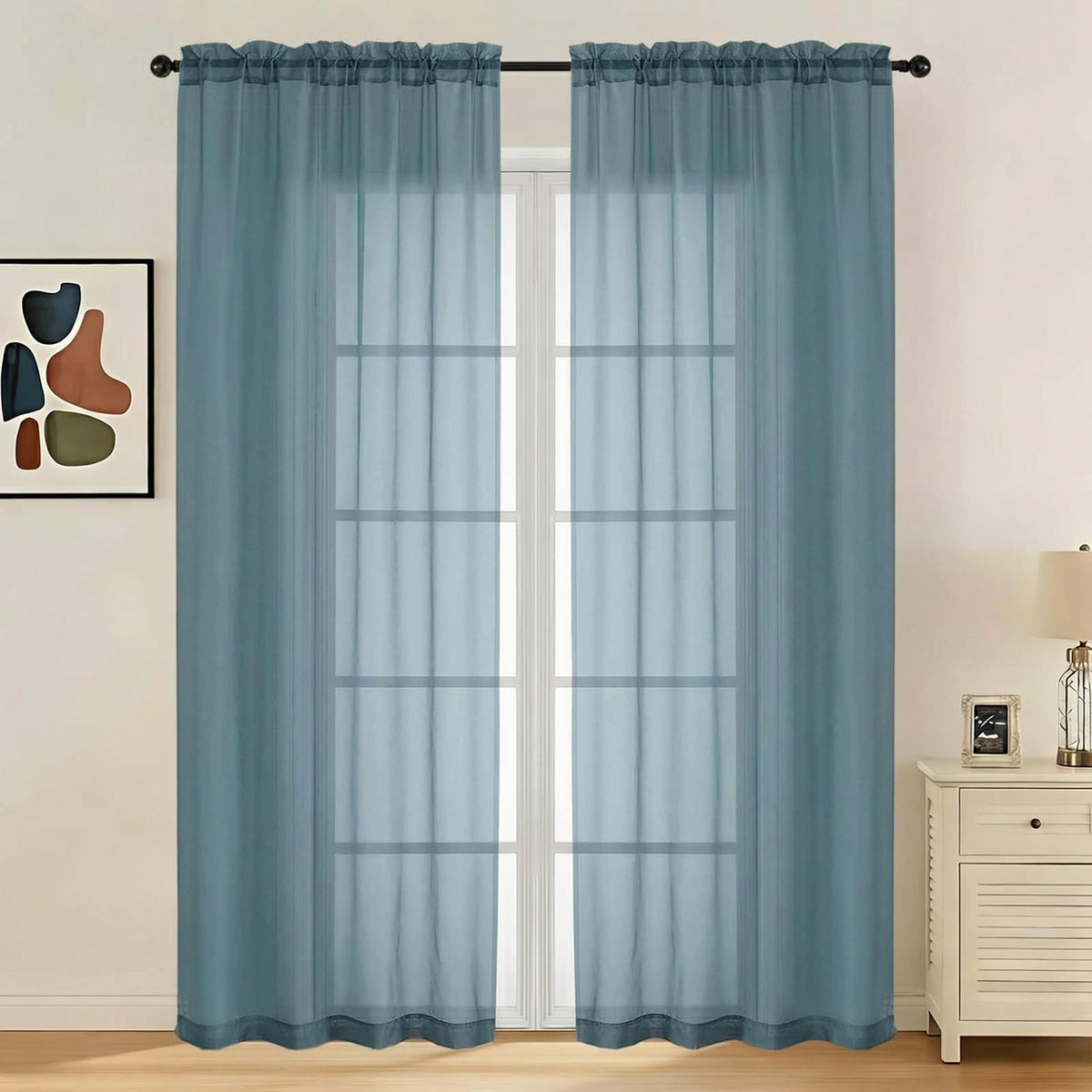 LIVEKID White Sheer Curtains 84 Inches Long 2 Panels - Light Filtering Breathable Voile Textured Sheer Curtains for Bedroom/Living Room, Rod Pocket Soft Elagant & Airy Solid Drapes, W42 x L84