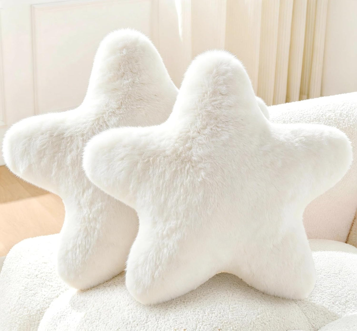 Set of 2 Room Decor Home Decor Throw Pillows Star Pillow Couch Pillows Decorative Pillows Bed Pillows Cute Pillows,White 15"