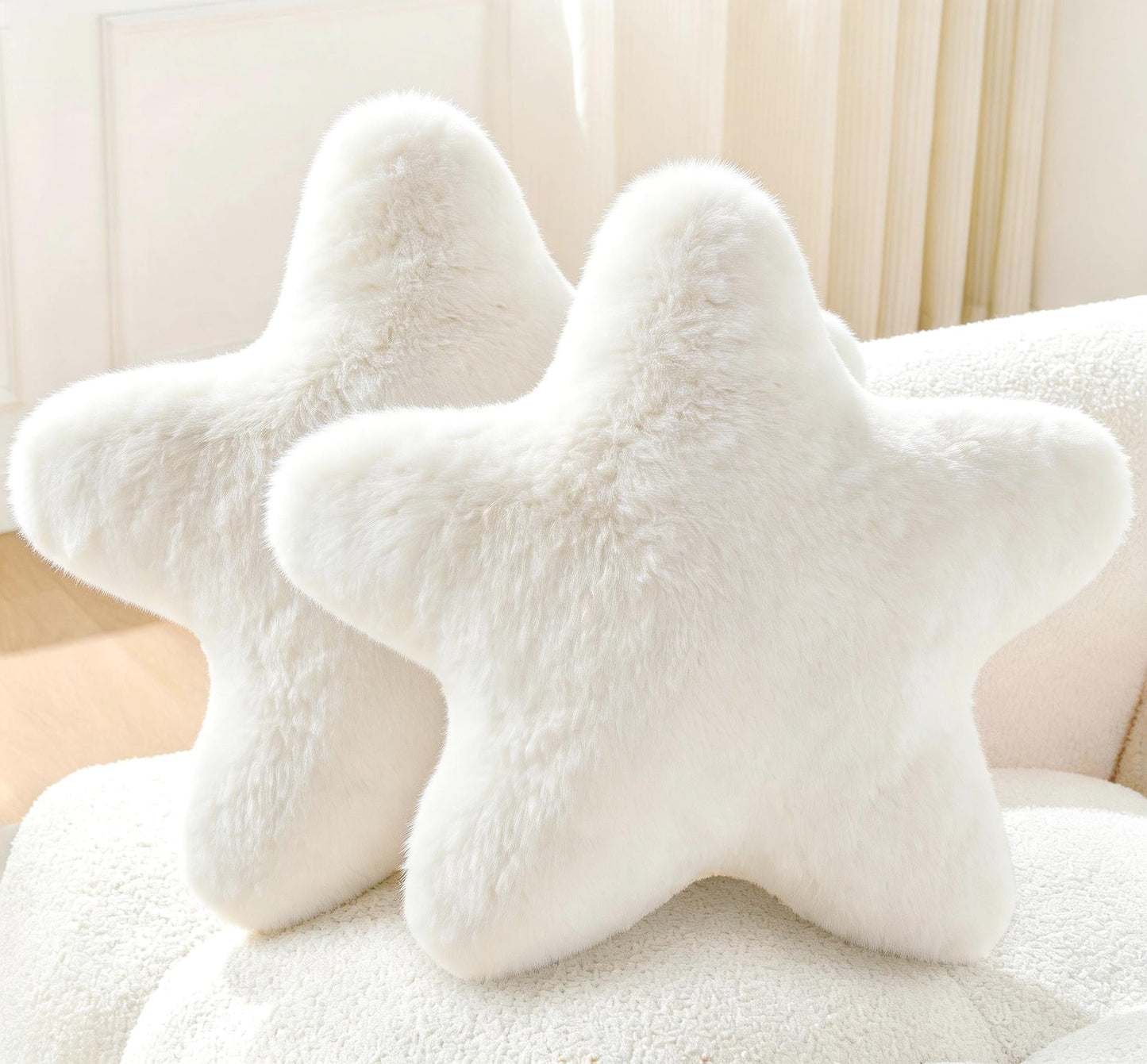 Set of 2 Room Decor Home Decor Throw Pillows Star Pillow Couch Pillows Decorative Pillows Bed Pillows Cute Pillows,White 15"