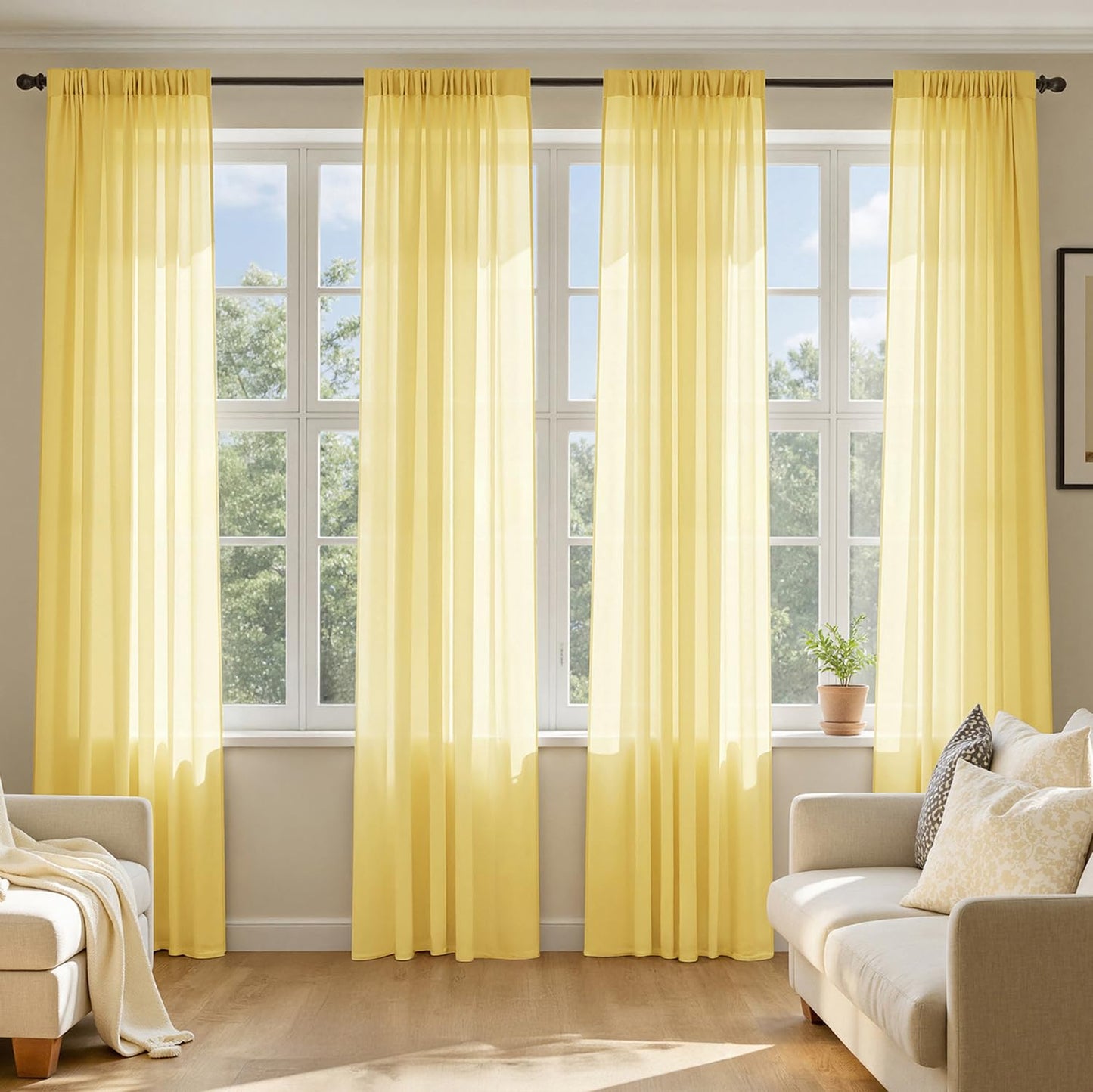 MIULEE Black Sheer Curtains 84 Inches Long 4 Panels 42 x 84 Inches | Light Filtering, Rod Pocket, Voile Drapes, Living Room, Bedroom, Window Treatments