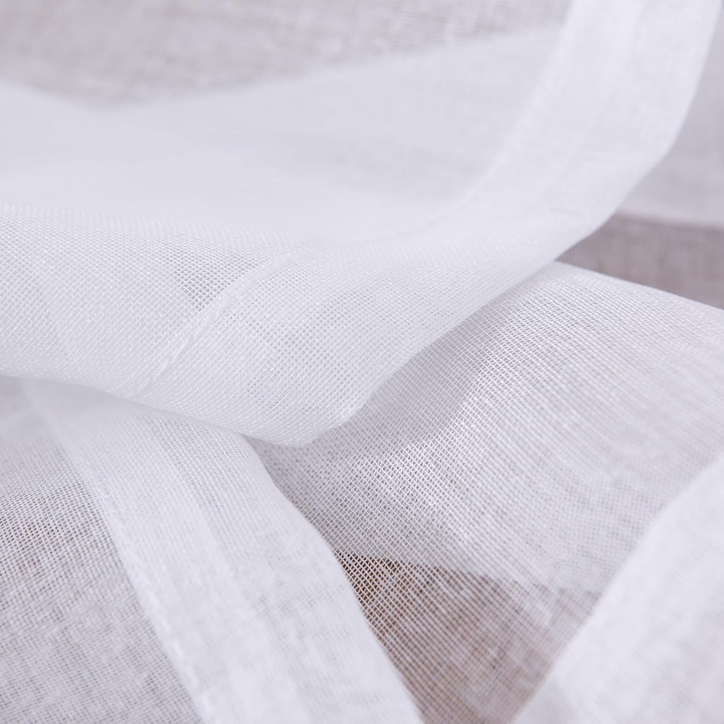 MYSTIC-HOME Sheer Curtains White 63 Inch Length, Rod Pocket Voile Drapes for Living Room, Bedroom, Window Treatments Semi Crinkle Curtain Panels for Yard, Patio, Villa, Parlor, Set of 2, 52"x 63"