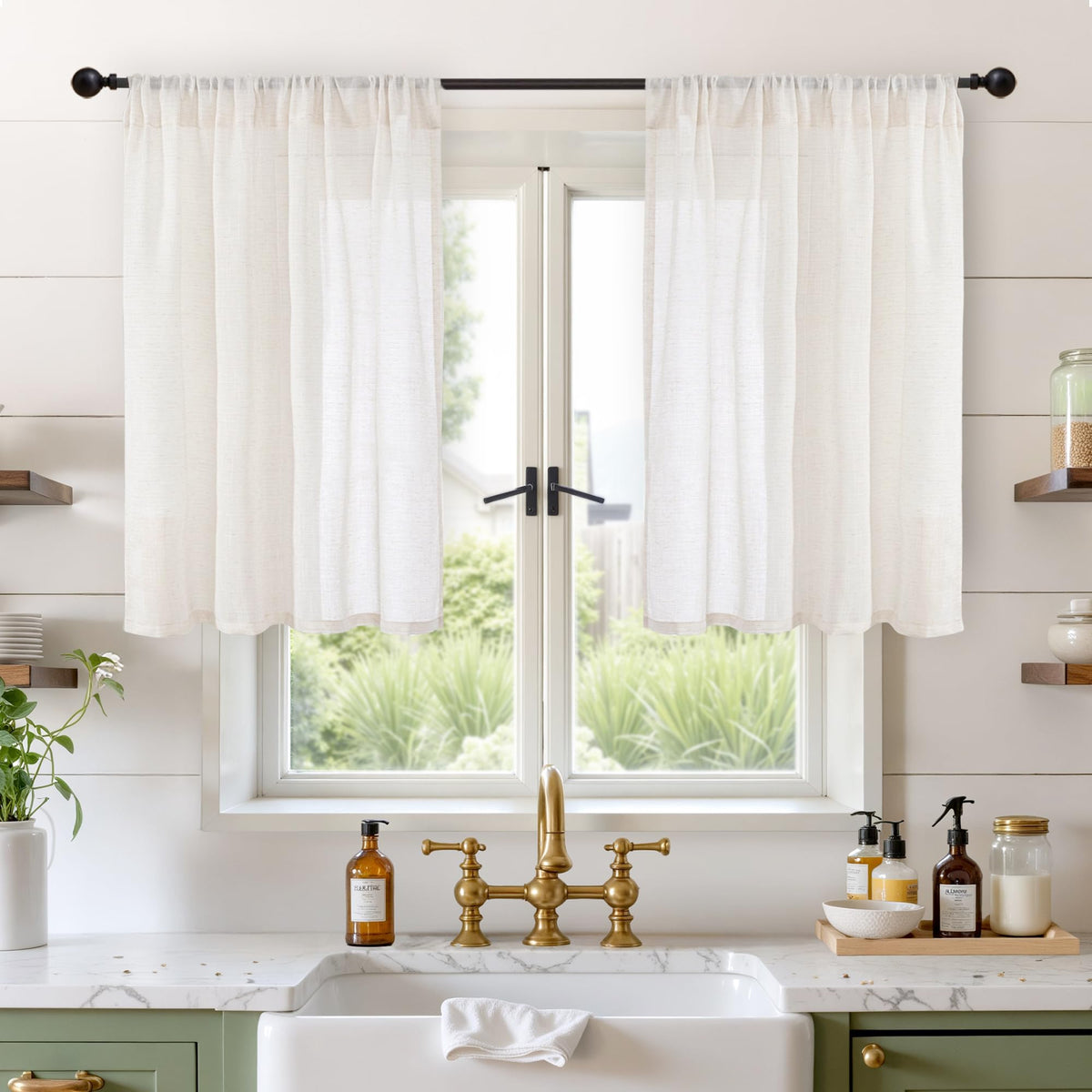 BGment Linen Sheer Curtains 84 Inches Long 2 Panels Set for Living Room | Light Filtering Drapes with Rod Pocket Lightweight Window Treatments for Bedroom, 52 X 84 Inch Length