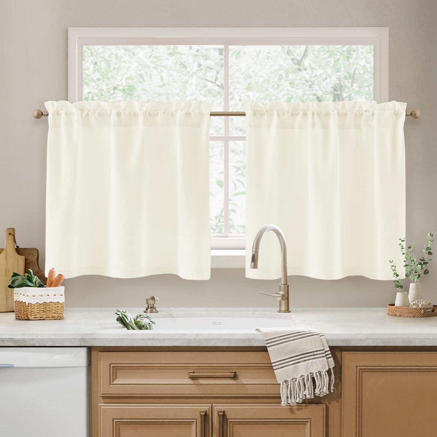 HOMEIDEAS Non-See-Through White Privacy Semi Sheer Curtains 84 Inches Long 2 Panels Set Light Filtering Curtains for Living Room Bedroom Drapes,W52xL84