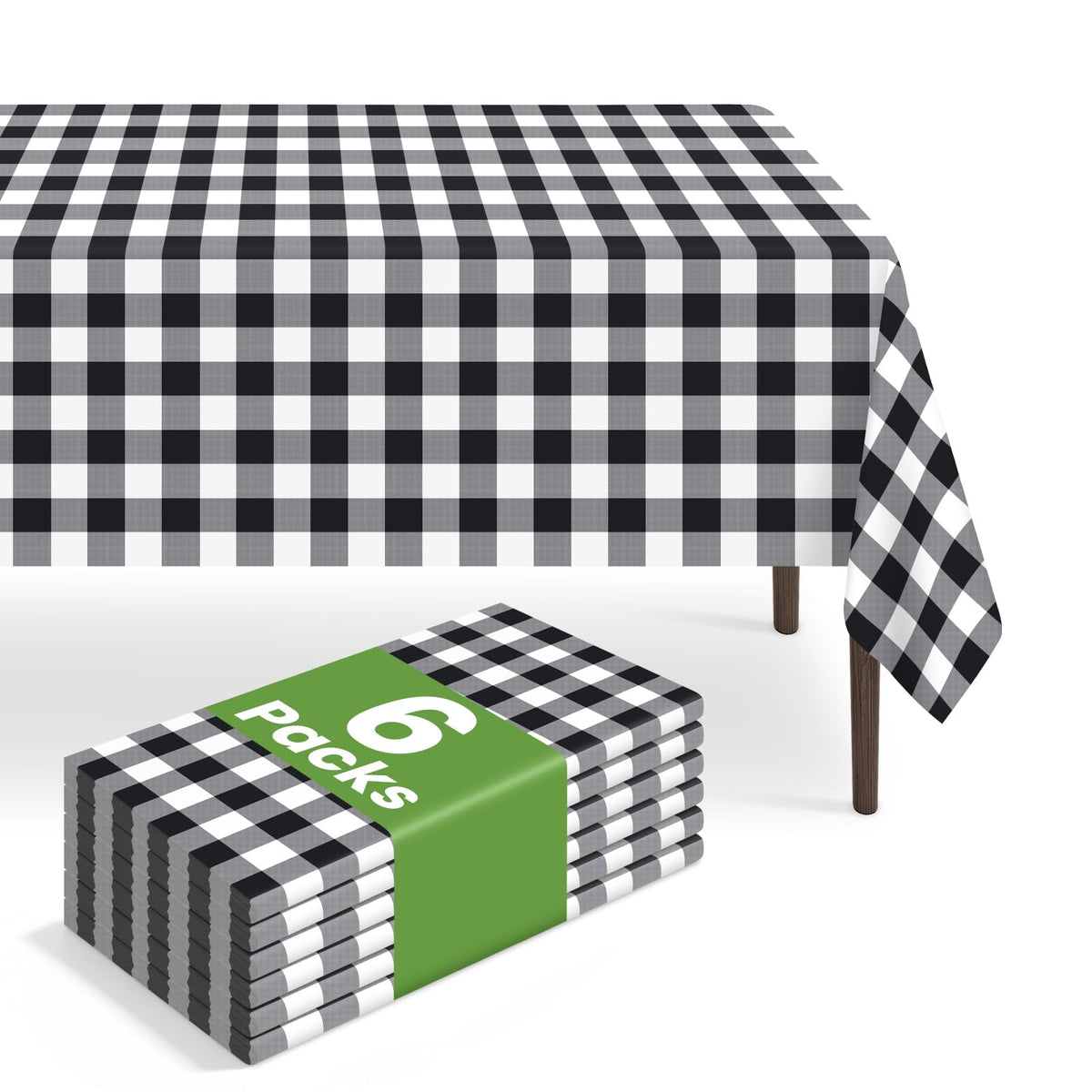 6 Pack Blue and White Checkered Tablecloth, Blue Plastic Table Cloths for Parties Disposable, 54 x 108 inch Waterproof Blue Gingham Camping Tablecloth for Birthday, Party, Picnic