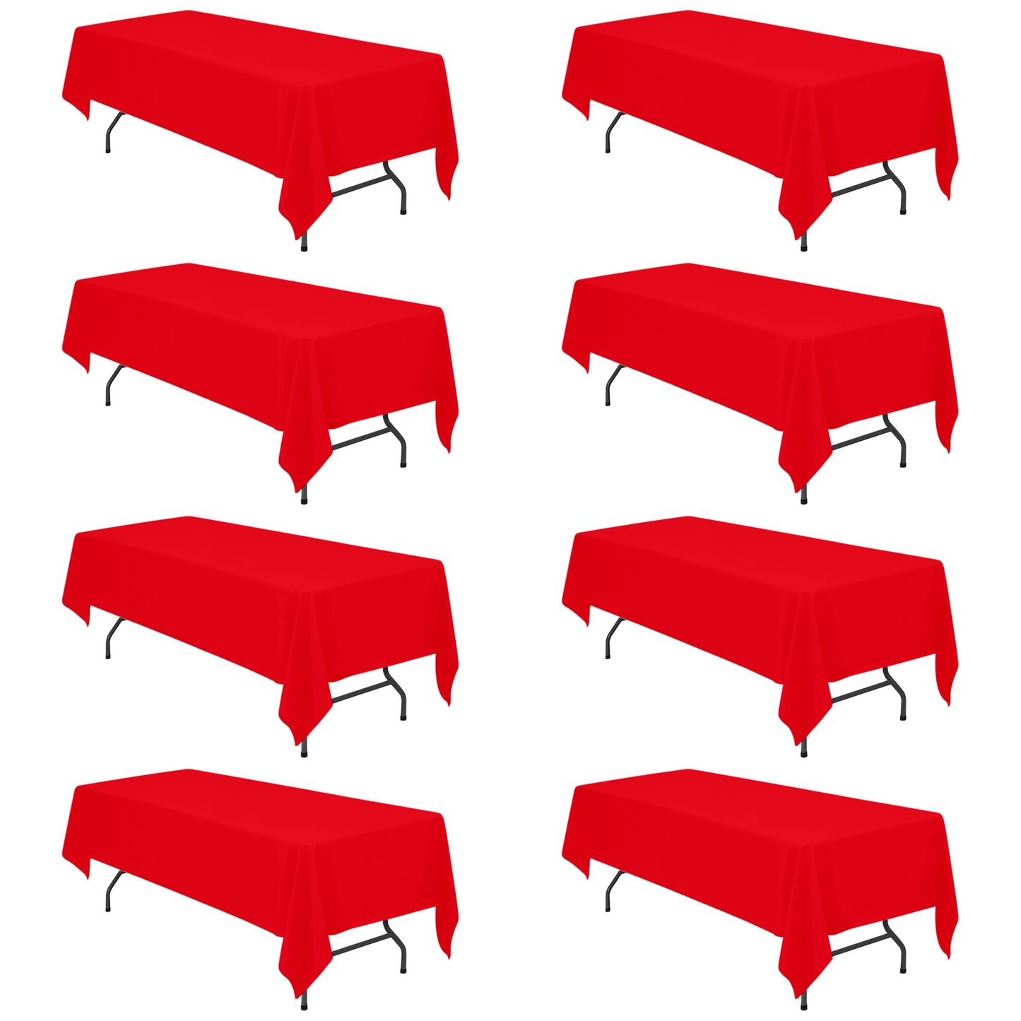 BRILLMAX 6 Pack Ivory Tablecloths 90x132 Inch for 6ft Rectangle Tables | 150 GSM Polyester Fabric, Floor Length Drop, Water, Stain & Wrinkle Resistant Cloth Cover for Wedding Reception Banquet Party