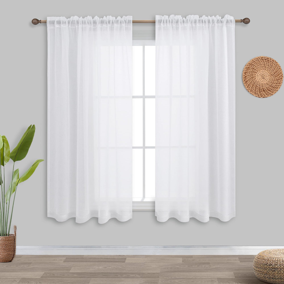 KOUFALL White Sheer Curtains 84 Inches Long 2 Panels,Gauze Cheese Cloth Linen Look Rod Pocket Flowy See Through Curtains for Living Room Bedroom