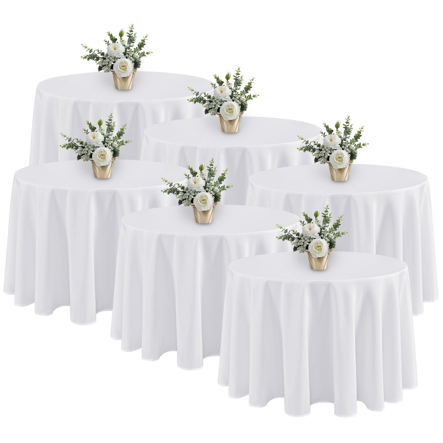 Fitable 6 Pack White Table Cloths 70x120 Inch for 6-8 Ft Rectangle Tables | Stain & Wrinkle Resistant, Washable Polyester Covers for Wedding Party Dining Banquet Event Catering Reception