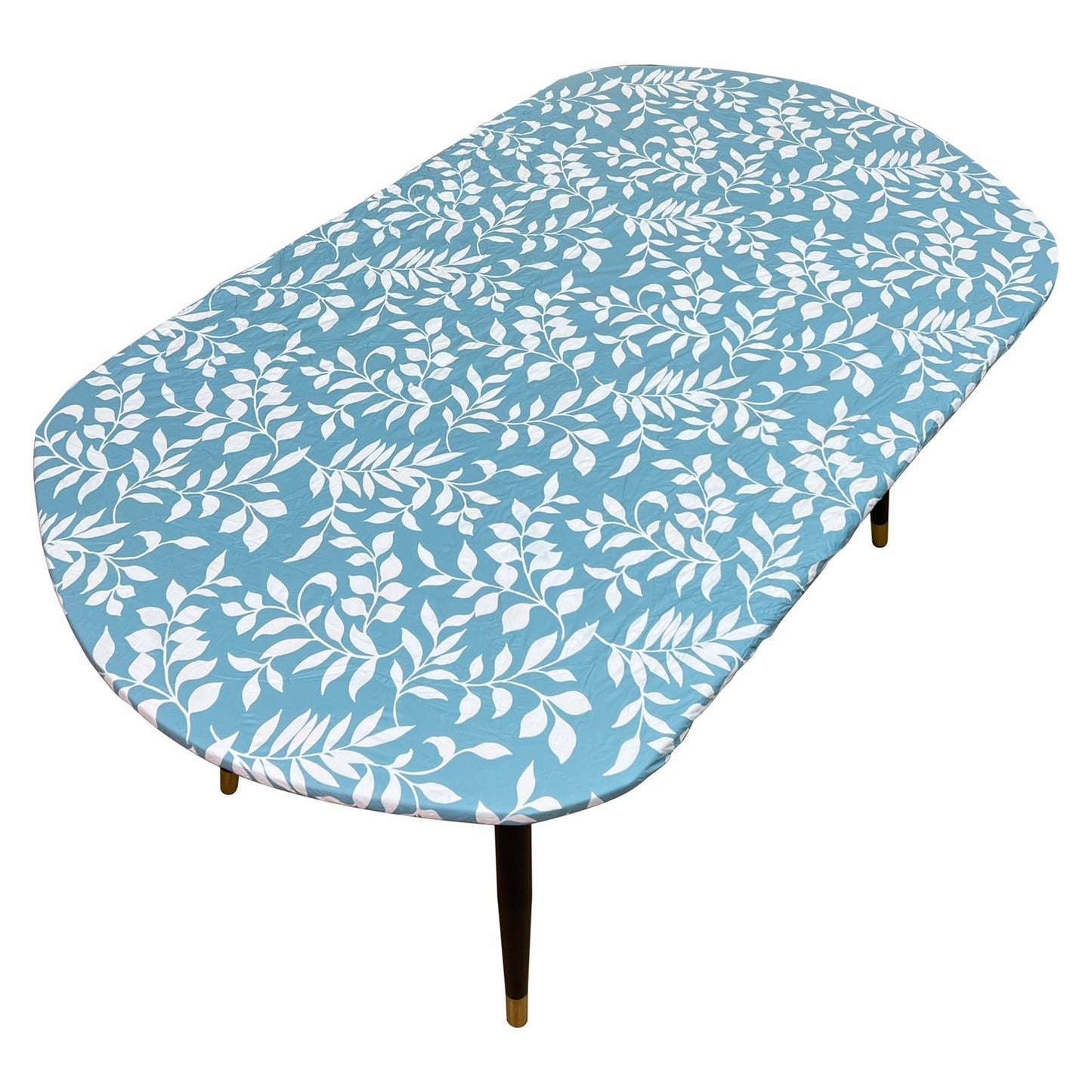 Pioggia Round Vinyl Fitted Tablecloth with Flannel Backing Elastic Table Cloth Waterproof Oil-Proof Plastic Table Cover Best for 45"-56" Round
