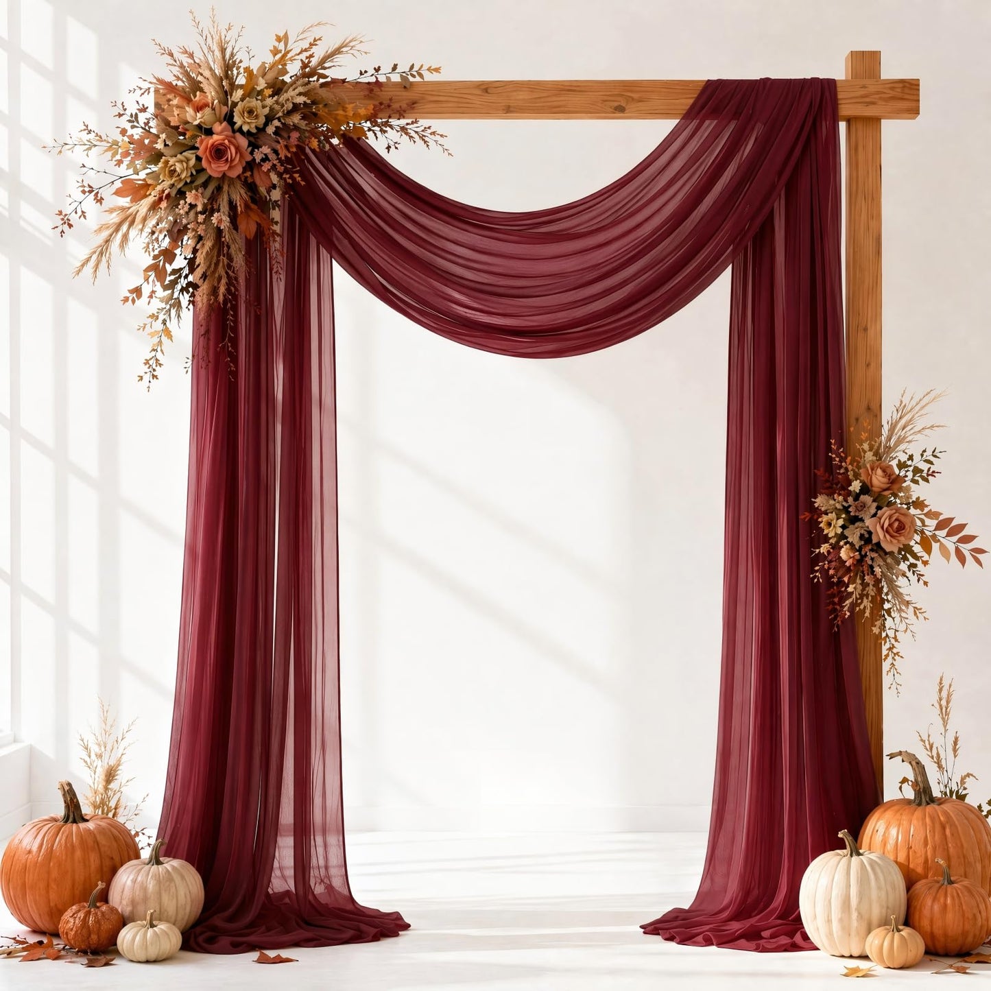 Ivory White Wedding Arch Draping Fabric Sheer Curtain Drapes | 31" x 20 ft Extra Long Shimmery Backdrop Curtains for Wedding Anniversary Party Summer Outdoor Events Drapery Photo Backgrounds
