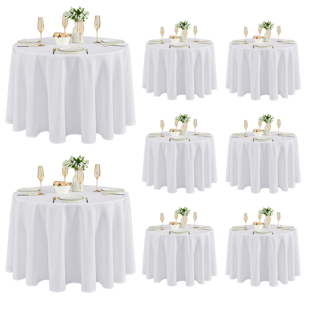 Fitable 6 Pack White Table Cloths 70x120 Inch for 6-8 Ft Rectangle Tables | Stain & Wrinkle Resistant, Washable Polyester Covers for Wedding Party Dining Banquet Event Catering Reception