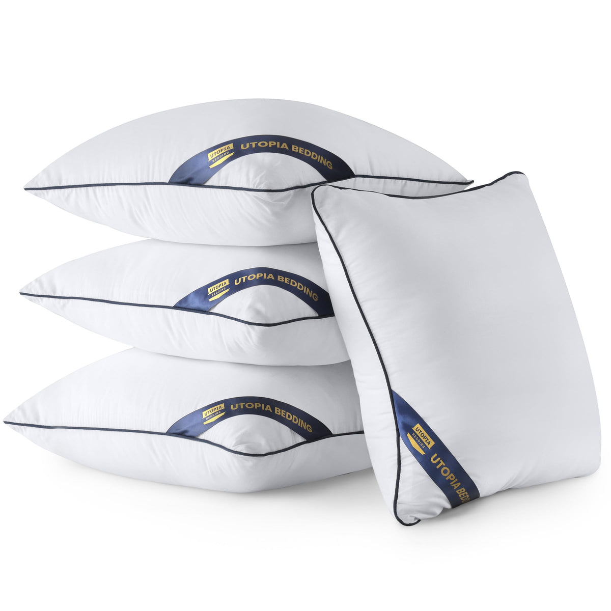 Utopia Bedding 18x18 Throw Pillow Inserts, Decorative Pillows, Pack of 4 | Piping Throw Pillows, Plush & Supportive, Aesthetic Cushion Sham Stuffer for Sofa, Office, Couch & Bed, Set of 4, White