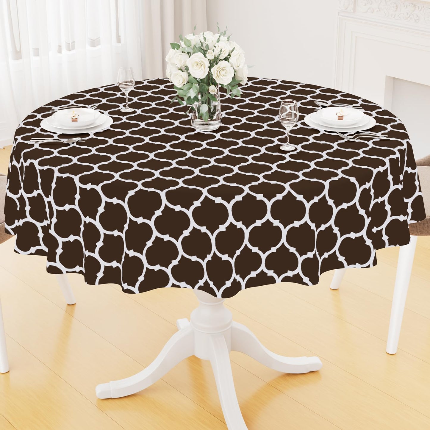 Smiry Rectangle Table Cloth, Flannel Backed Vinyl Tablecloth, 60"x84" | Waterproof Plastic Tablecloths, Wipeable Table Cover for Dining, Indoor and Outdoor (Grey)