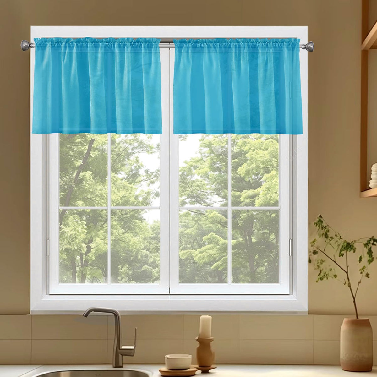 SpaceDresser Basic Rod Pocket Sheer Voile Window Curtain Panels White 1 Pair 2 Panels 52 Width 84 Inch Long for Kitchen Bedroom Children Living Room Yard(White,52 W x 84 L)
