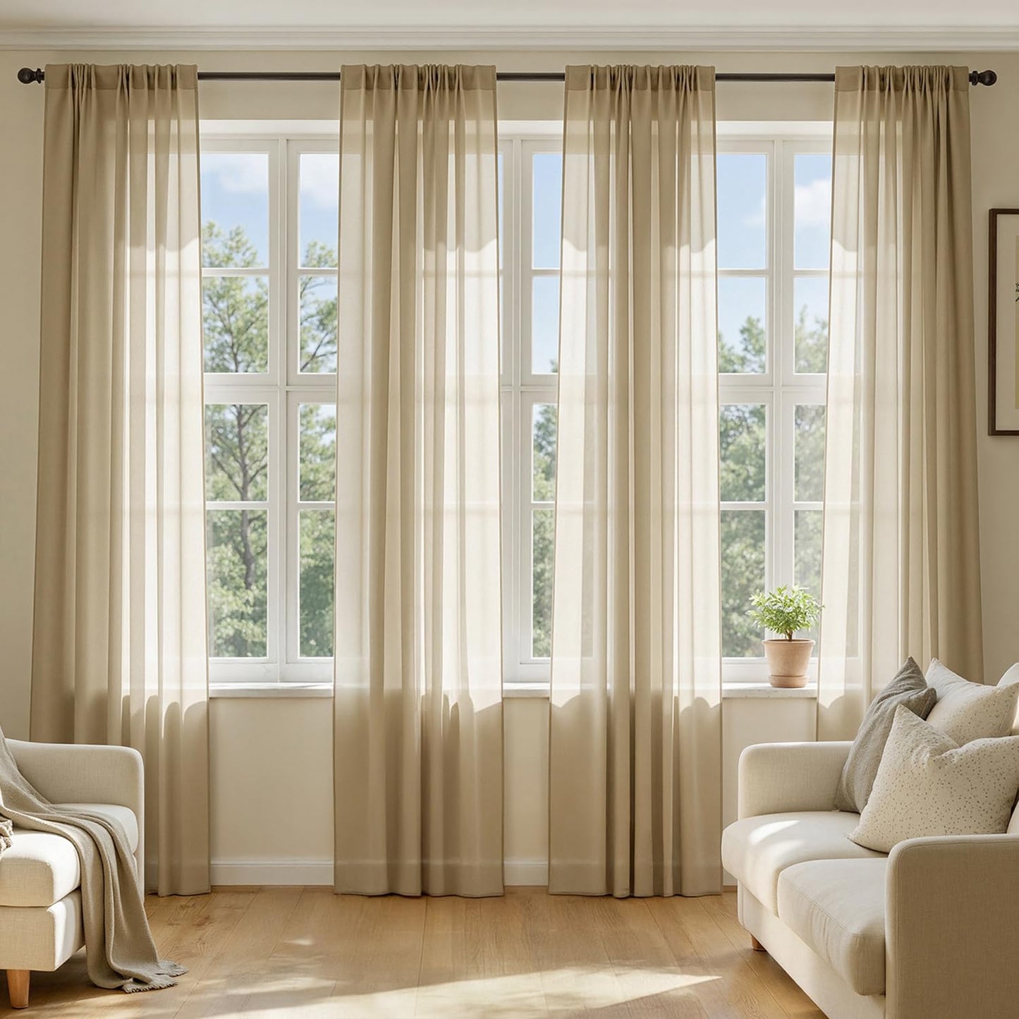 MIULEE Black Sheer Curtains 84 Inches Long 4 Panels 42 x 84 Inches | Light Filtering, Rod Pocket, Voile Drapes, Living Room, Bedroom, Window Treatments