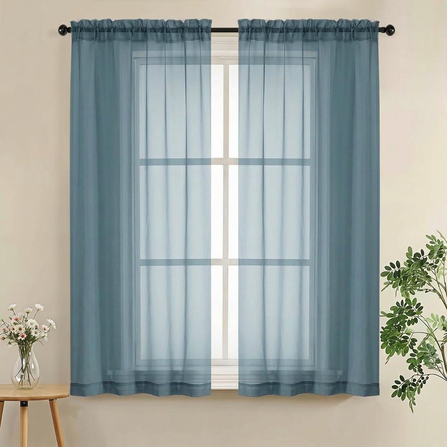 LIVEKID White Sheer Curtains 84 Inches Long 2 Panels - Light Filtering Breathable Voile Textured Sheer Curtains for Bedroom/Living Room, Rod Pocket Soft Elagant & Airy Solid Drapes, W42 x L84
