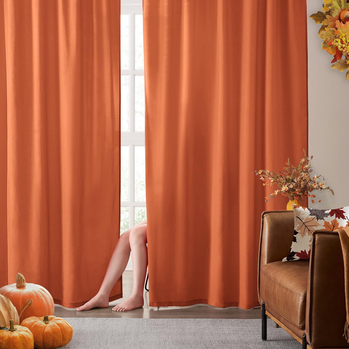 HOMEIDEAS Non-See-Through White Privacy Semi Sheer Curtains 84 Inches Long 2 Panels Set Light Filtering Curtains for Living Room Bedroom Drapes,W52xL84