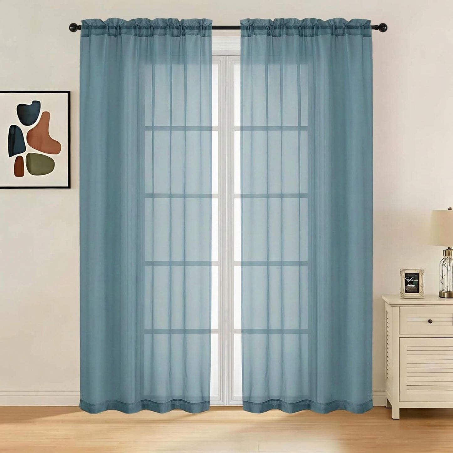 LIVEKID White Sheer Curtains 84 Inches Long 2 Panels - Light Filtering Breathable Voile Textured Sheer Curtains for Bedroom/Living Room, Rod Pocket Soft Elagant & Airy Solid Drapes, W42 x L84