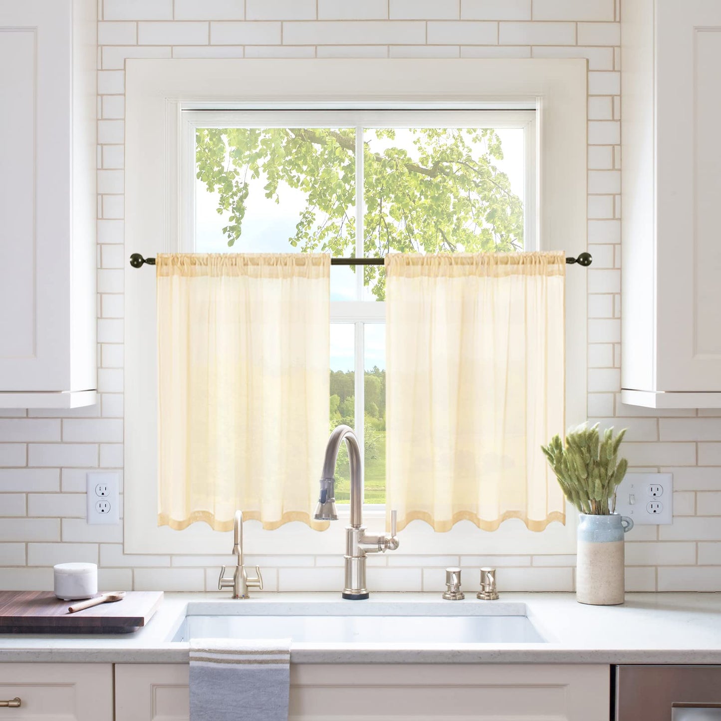 MIULEE 2 Panels White Sheer Curtains for Living Room 54 X 84 Inches | Window, Solid Color, Elegant Window Voile Panels, Bedroom, Living Room, Drapes, Treatment