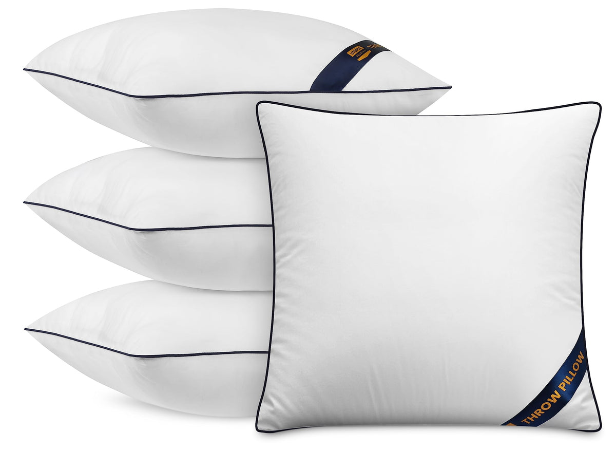 Utopia Bedding 18x18 Throw Pillow Inserts, Decorative Pillows, Pack of 4 | Piping Throw Pillows, Plush & Supportive, Aesthetic Cushion Sham Stuffer for Sofa, Office, Couch & Bed, Set of 4, White