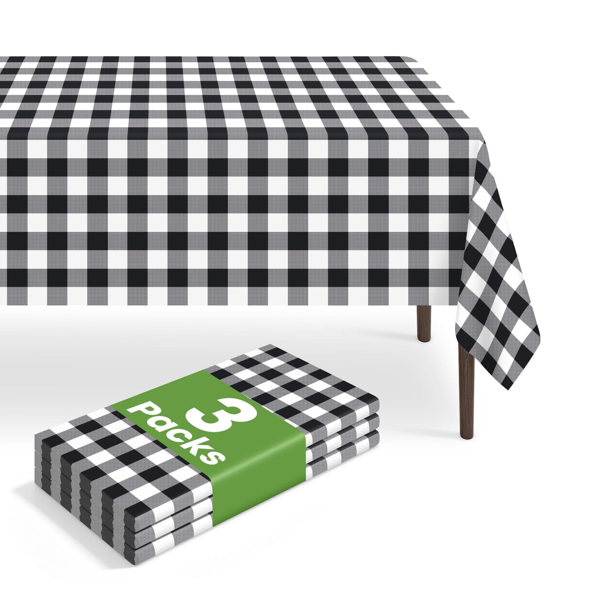 6 Pack Blue and White Checkered Tablecloth, Blue Plastic Table Cloths for Parties Disposable, 54 x 108 inch Waterproof Blue Gingham Camping Tablecloth for Birthday, Party, Picnic