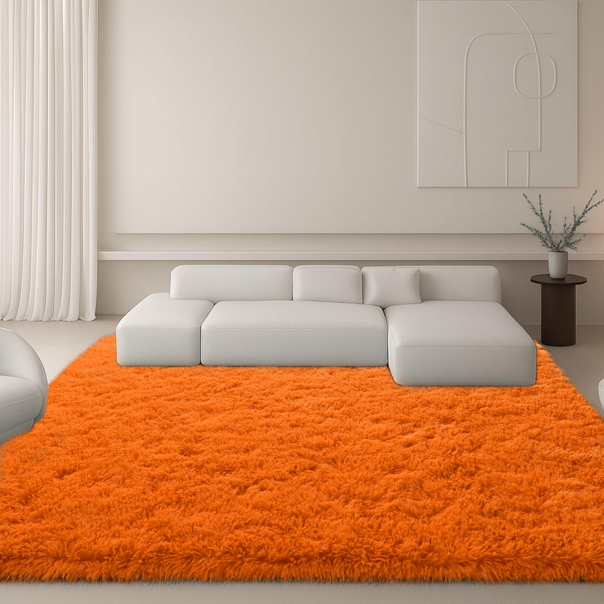 8x10 Cream Fluffy Shag Area Rug, Non-Slip Soft Carpet for Home | Soft Plush Rug With Durable Non-Slip Backing. Ideal for Living Room, Bedroom, Kids Room. Thick, Cozy, Modern Design.