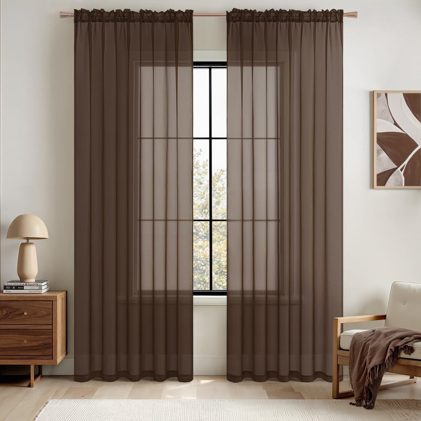 MIULEE 2 Panels White Sheer Curtains for Living Room 54 X 84 Inches | Window, Solid Color, Elegant Window Voile Panels, Bedroom, Living Room, Drapes, Treatment