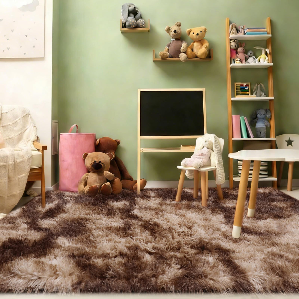 8x10 Cream Fluffy Shag Area Rug, Non-Slip Soft Carpet for Home | Soft Plush Rug With Durable Non-Slip Backing. Ideal for Living Room, Bedroom, Kids Room. Thick, Cozy, Modern Design.