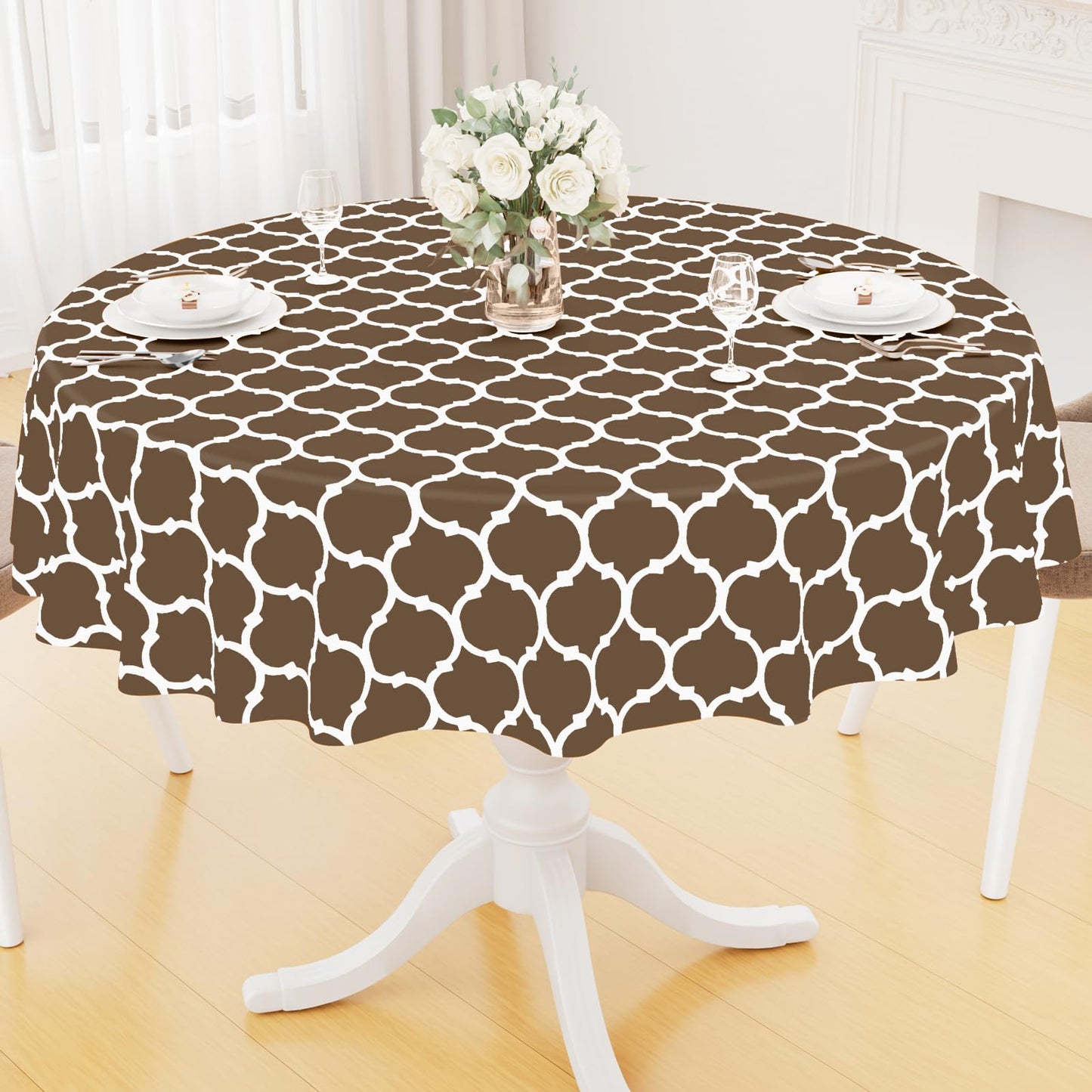 Smiry Rectangle Table Cloth, Flannel Backed Vinyl Tablecloth, 60"x84" | Waterproof Plastic Tablecloths, Wipeable Table Cover for Dining, Indoor and Outdoor (Grey)