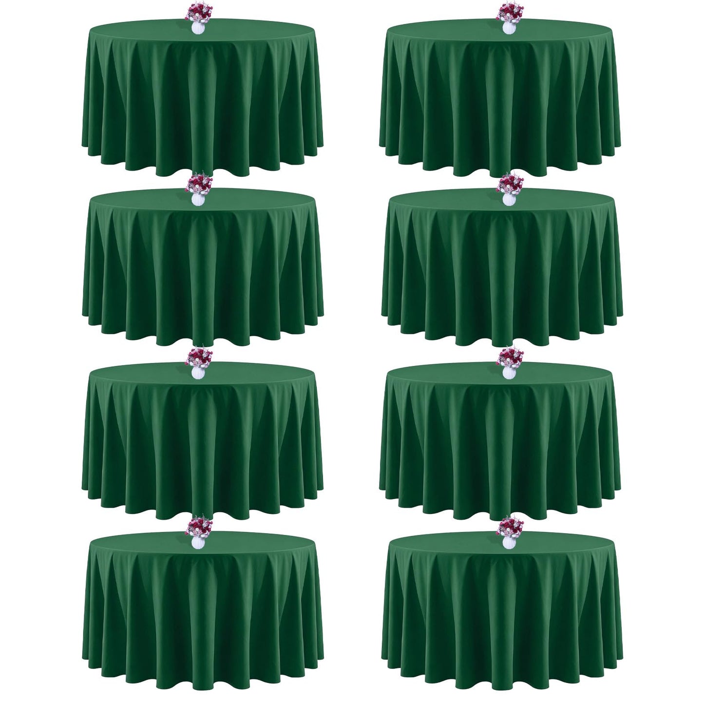 120 Inch White Round Tablecloth, 8 Pack | Wrinkle Resistant, For 4Ft-7Ft Round Table, Polyester Fabric, Washable Table Cloth, For Dining Wedding Party Buffet