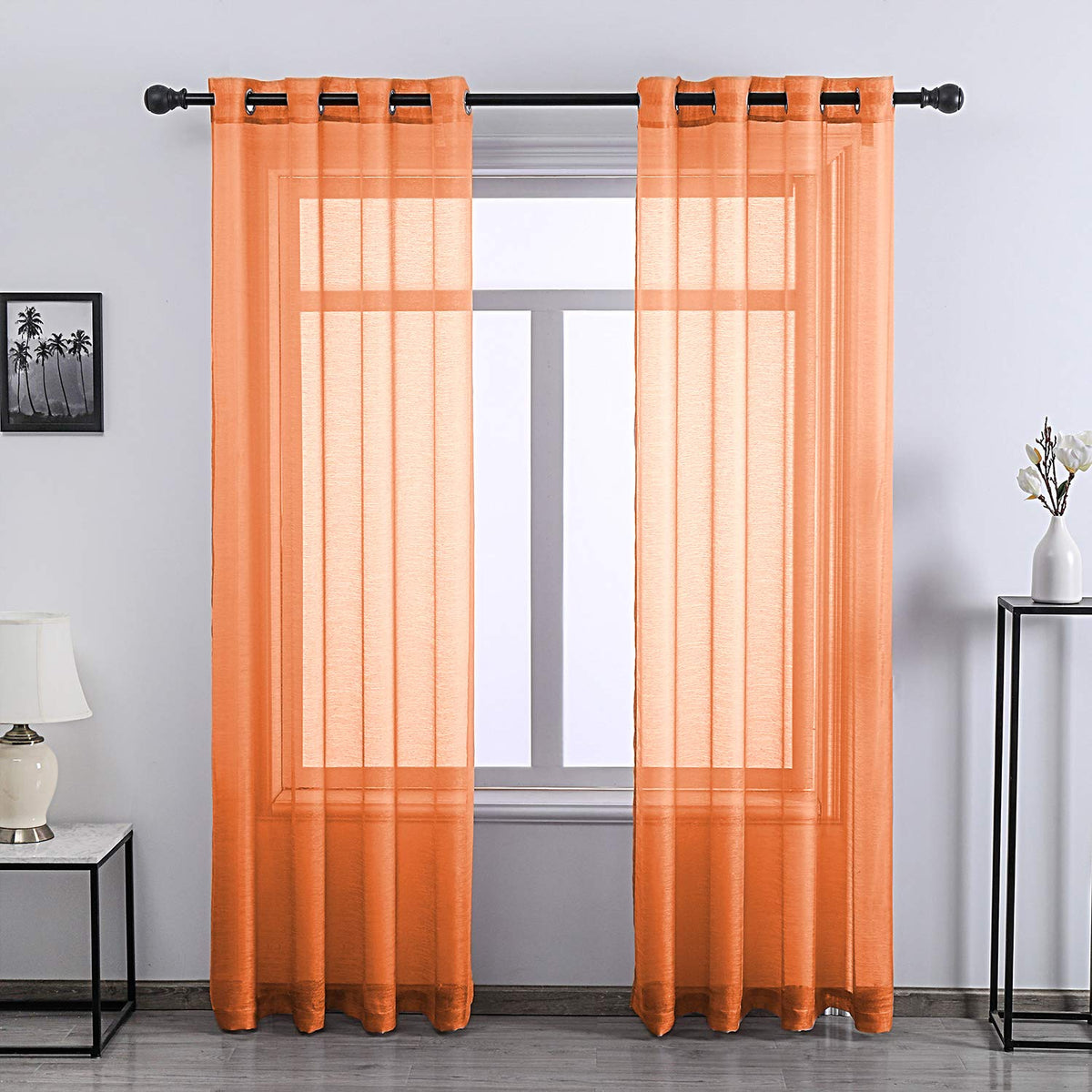 108 Inch Extra Length Sheer Curtains for Bedroom - Grommet Top Solid Luxury Soft Gauze Voile Window Panels for Patio(52 W x 108 L,Taupe,2 Pieces)