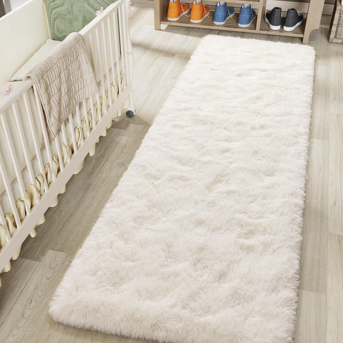 LOCHAS Area Rugs Fluffy Living Room Carpets for Kids Bedroom 6x9, Cream | Ultra Soft Indoor Modern Shaggy Rug for Dorm Nursery Boys Girls Home Decor