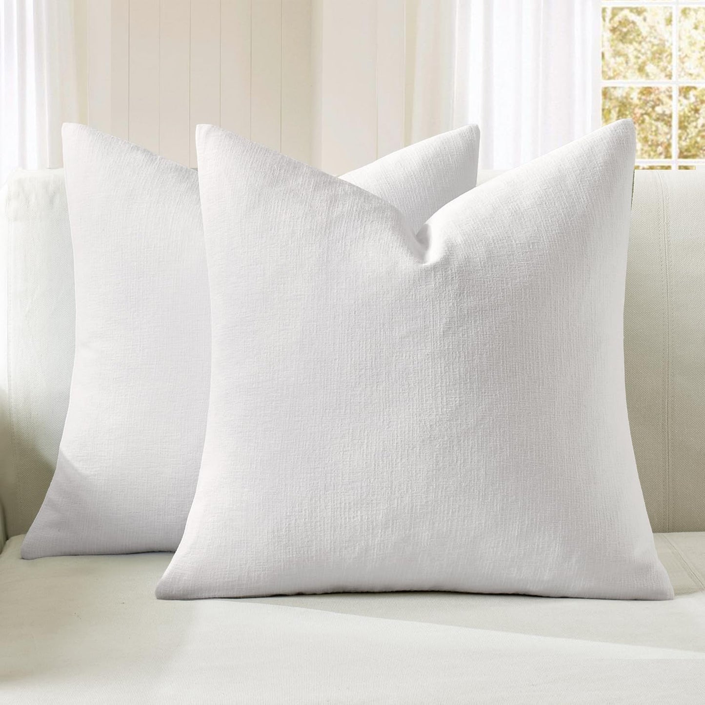 MIULEE Olive Green Chenille Couch Throw Pillow Covers, 18x18 | Set of 2, Soft Modern Farmhouse Style, Decorative Pillowcases for Sofa Living Room Bed, Home Decor