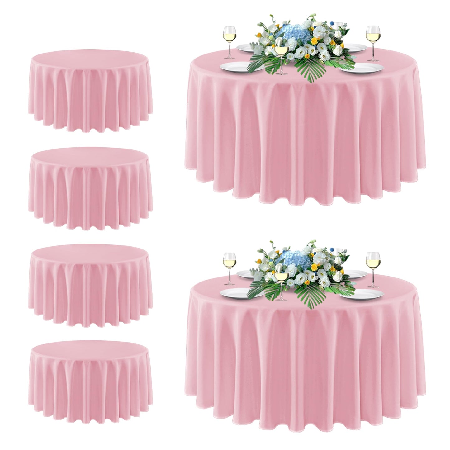 sancua 2 Pack White Table Cloth 60x102 Inch for 6 Feet Rectangle Tables | Stain and Wrinkle Resistant Washable Polyester Tablecloth Cover for Dining Tables, Wedding Buffet Parties and Camping